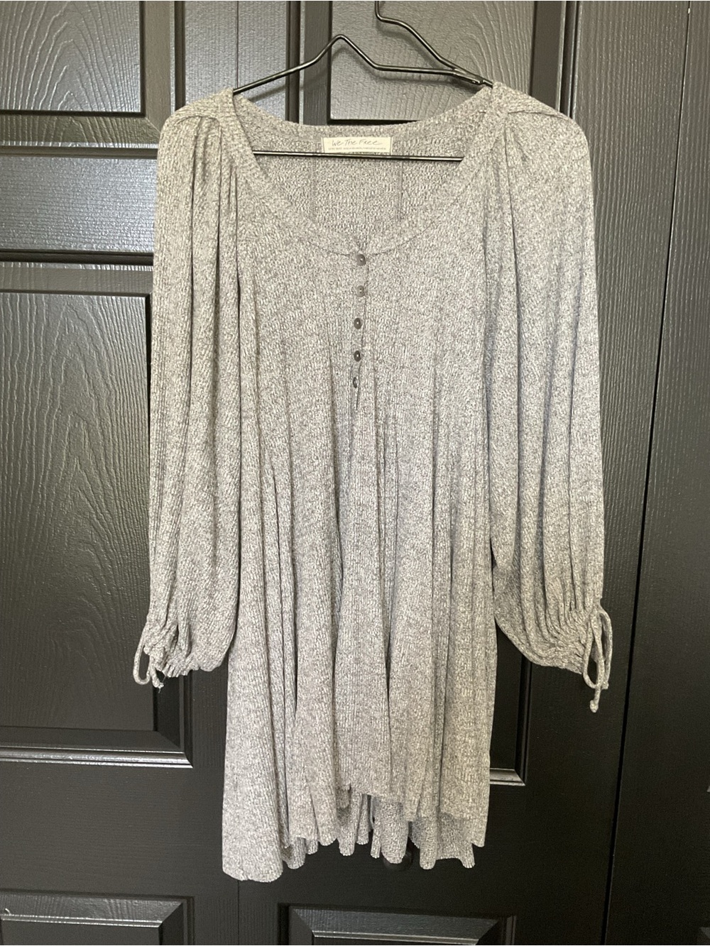We The Free Heather Gray Button-Front Peasant Tunic